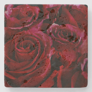 Porta-copo De Pedra Rosas vermelhas ao redor