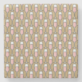 Porta-copo De Pedra Rose Wine Pattern Gold