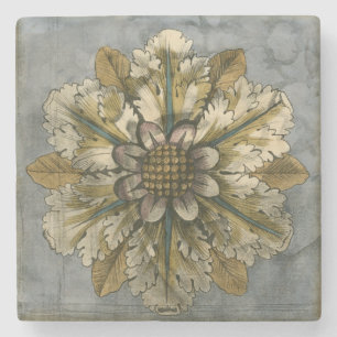 Porta-copo De Pedra Rosetas de Demarcação Decorativa no Fundo das Cinz