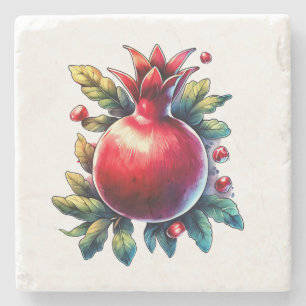 Porta-copo De Pedra Rosh Hashana Água Cor Vermelha Pomegranato