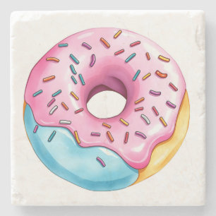 Porta-copo De Pedra Rosquinha de aquarela com borra e borra em branco