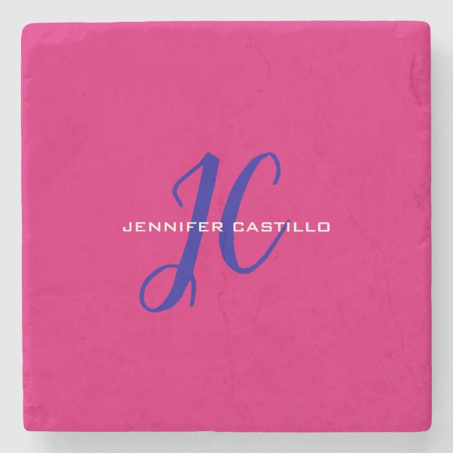 Porta-copo De Pedra Roteiro de Caligrafia Profissional Monograma Femin (Frente)