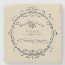 Porta-copo De Pedra Rótulo Francês Antigo