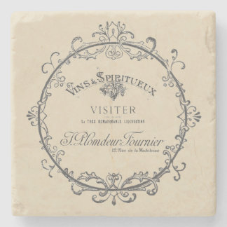 Porta-copo De Pedra Rótulo Francês Antigo