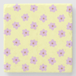 Porta-copo De Pedra Roxo Whimsso e Floral Amarelo Cheio