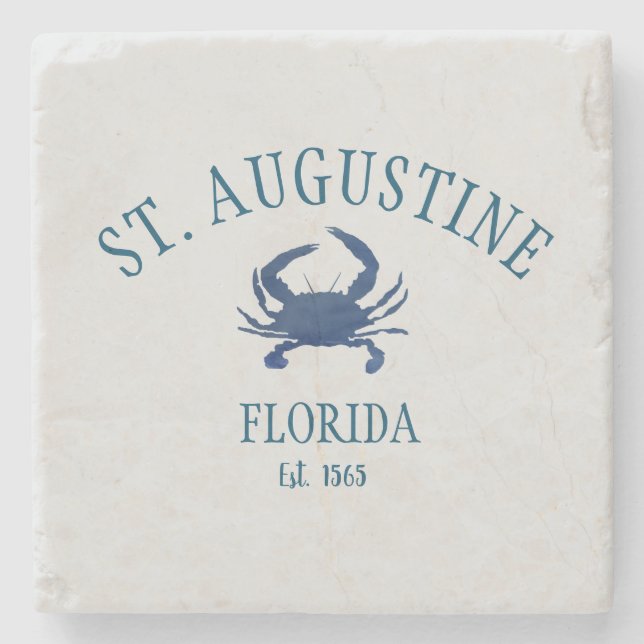 Porta-copo De Pedra Rua Augustine Florida Est Beach Blue Crab (Frente)