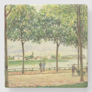 Porta-copo De Pedra Rua de Alfred Sisley de árvores de castanha