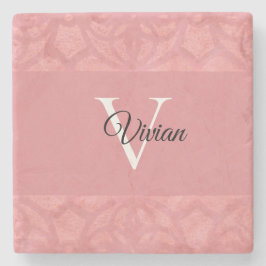 Porta-copo De Pedra Ruddy Pink Batik Name Monogrammed