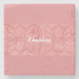 Porta-copo De Pedra Ruddy Pink Batik Name Monogrammed
