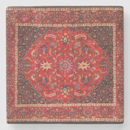 Porta-copo De Pedra Rug Persa Vermelho de Mashhad