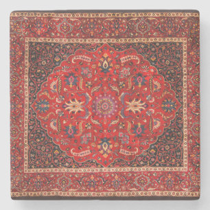 Porta-copo De Pedra Rug Persa Vermelho de Mashhad