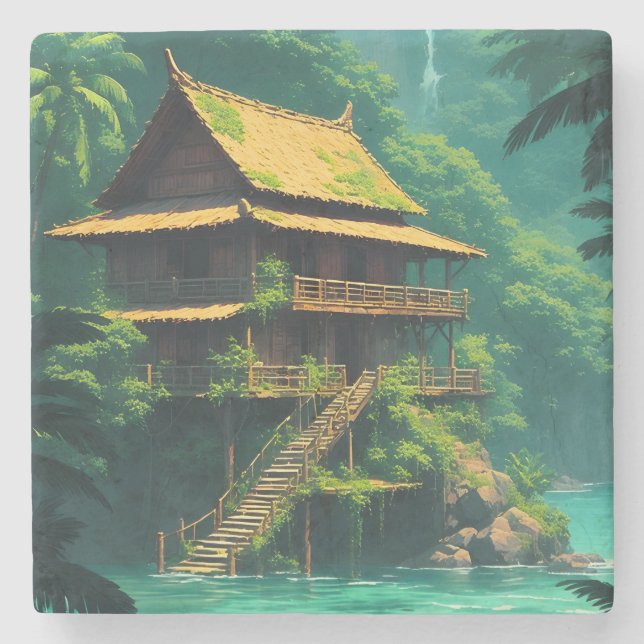Porta-copo De Pedra Rumah Escondido na Floresta Tropical (Frente)