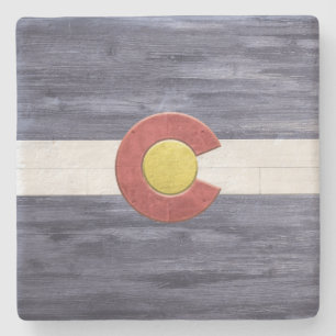Porta-copo De Pedra Rustic Colorado Flag