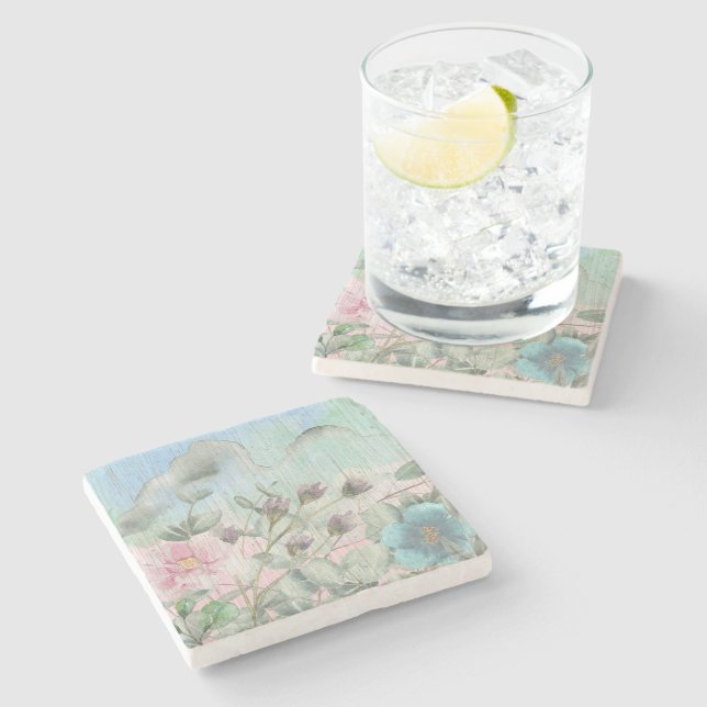 Porta-copo De Pedra Rustic Watercolor (Lateral)