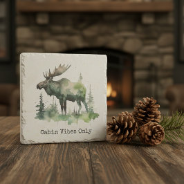 Porta-copo De Pedra Rustic Watercolor Moose Art Forest Lodge Decor