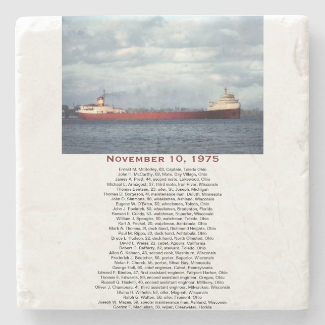 Porta-copo De Pedra S.S. Edmund Fitzgerald Stone Coaster (Frente)