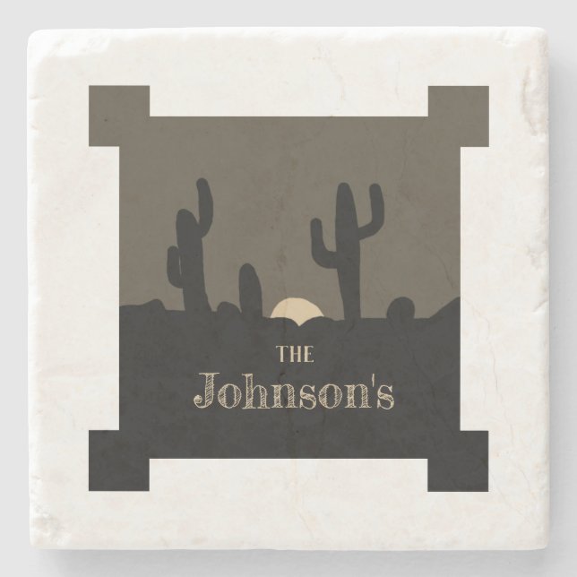 Porta-copo De Pedra Saguaro Sunset Coaster (Frente)