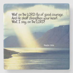 Porta-copo De Pedra Salm 27:14 Espere no oceano Verso da Bíblia LORD