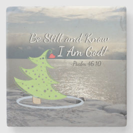 Porta-copo De Pedra Salmo 46:10 "Fique quieto e saiba que sou Deus" Na