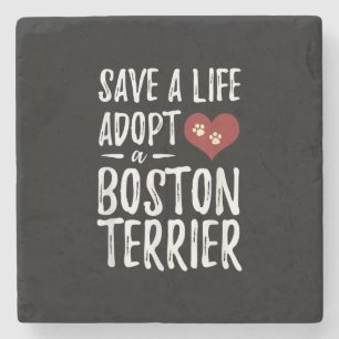 Porta-copo De Pedra Salvar uma vida Adote um Terrier de Boston para o