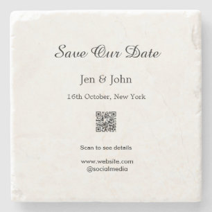 Porta-copo De Pedra Salve nossa data Leia QR para detalhes nome data s