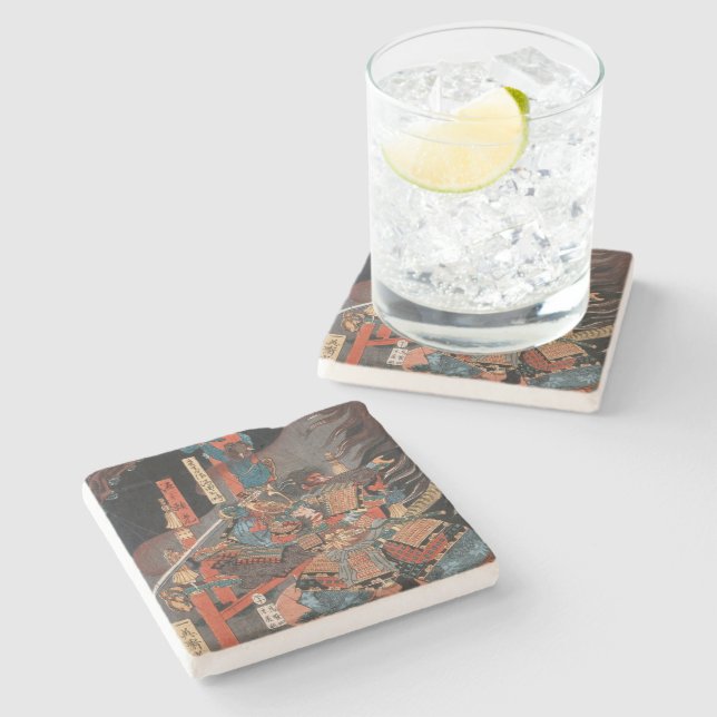 Porta-copo De Pedra Samurai Hero Minamoto no Yorimitsu (Lateral)