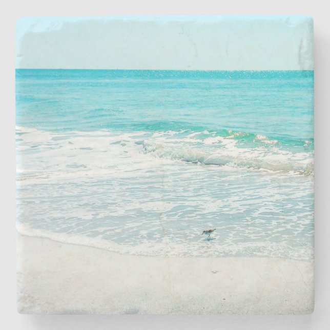 Porta-copo De Pedra Sandpiper Tropical Florida Beach Sand Ocean Waves (Frente)