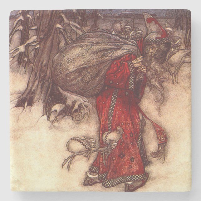 Porta-copo De Pedra Santa Claus Arthur Rackham (Frente)