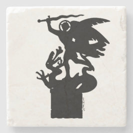 Porta-copo De Pedra Santo Michael e Dragon