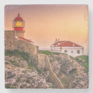 Porta-copo De Pedra Sao Vicente de Cabo no por do sol o Algarve,
