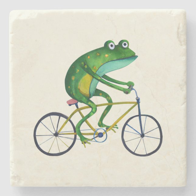 Porta-copo De Pedra Sapo Na Bicicleta (Frente)