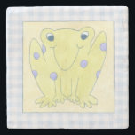 Porta-copo De Pedra Sapo Trio sobre Gingham Cloth<br><div class="desc">Um feliz trio de sapos são os sujeitos desse trabalho de pano de gingham de Megan Meagher. Cuidado,  insetos,  estes sapos estão à caça. Peça sua cópia desta peça incrível hoje!</div>