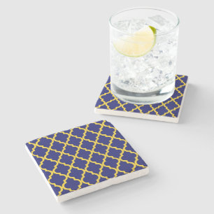 Porta-copo De Pedra Sapphire Sun: Blue & Yellow Boho Elegance Marroqui
