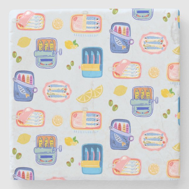 Porta-copo De Pedra Sardinhas e Limões (Frente)