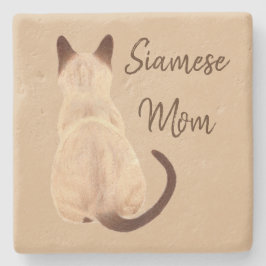 Porta-copo De Pedra Sasha Siamese Gatinho de Gato Olhando para Fora da