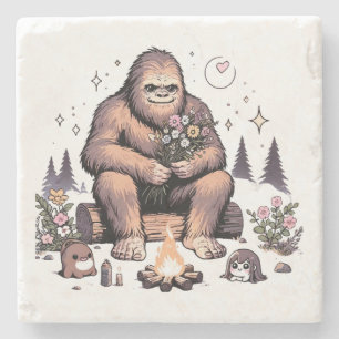 Porta-copo De Pedra Sasquatch Segurando Flores