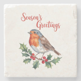 Porta-copo De Pedra Saudações da temporada de Robin alegre