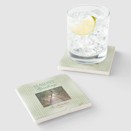 Porta-copo De Pedra Saudações da temporada Gingham Natal