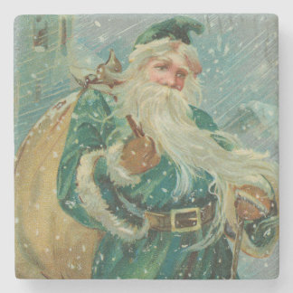 Porta-copo De Pedra Saudações de Natal-Carta Postal Retro do Papai Noe