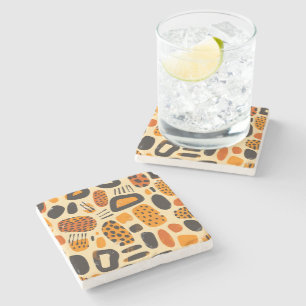 Porta-copo De Pedra "Savanna Pop: Tribal Vibes em Laranja e Negro"