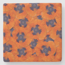 Porta-copo De Pedra Scarlet Orange Poppy Sem Costura