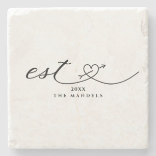 Porta-copo De Pedra Script de Caligrafia Moderna Personalizado