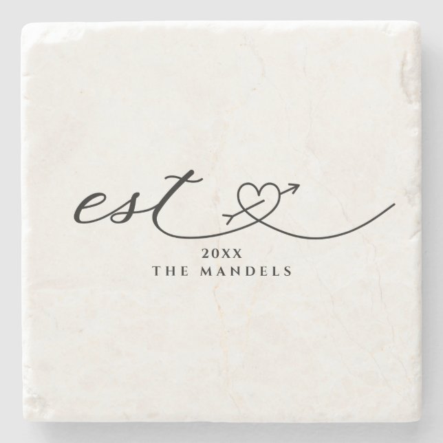 Porta-copo De Pedra Script de Caligrafia Moderna Personalizado (Frente)