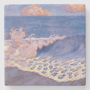 Porta-copo De Pedra Seascape azul, efeito da onda, c.1893