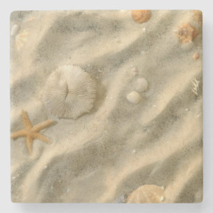 Porta-copo De Pedra Seashells na areia