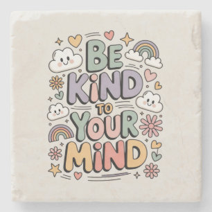 Porta-copo De Pedra Seja Gentil Consigo Mesmo, Citação Motivacional Po