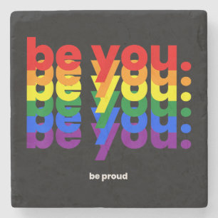 Porta-copo De Pedra Seja Você Seja Orgulhoso LGBTQ Orgulho Arco-íris L