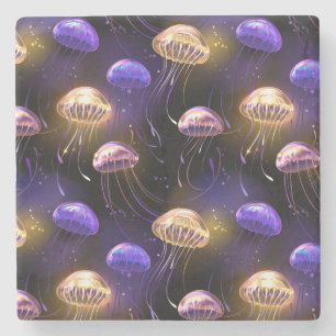 Porta-copo De Pedra Sem costura com águas-vivas brilhantes