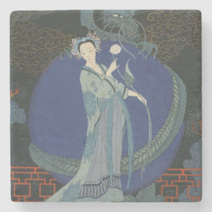 Porta-copo De Pedra Senhora com um dragão (litho da cor)