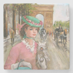Porta-copo De Pedra Senhora Vintage em Belas Artes Rosa